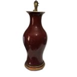 19th Century Chinese Sang De Boeuf Vase Lamp Red Glaze