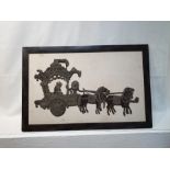 Large & Heavy Indian Bronze Framed Horses & Carriage