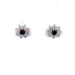 18K White Gold Diamond Stud & Sapphire Earrings