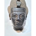 Egyptian Black Stone Pharaoh Sculpture Head