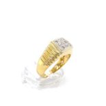 9K Yellow & White Gold Diamond Signet Ring