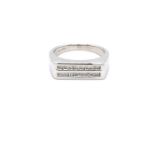 18K White Gold Diamond Signet Ring