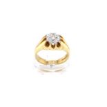 9K White & Yellow Gold Diamond Signet Ring