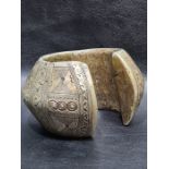 19th Century Yemeni White Metal Carved Bracelet