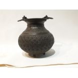 Oriental Bronze Pot With Dragon Handle