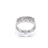 18K White Gold 3 Stone Diamond Signet Ring