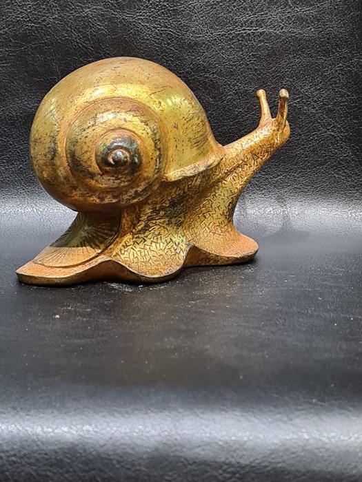 Japanese Bronze Gold Gilt Snail - Image 3 of 7