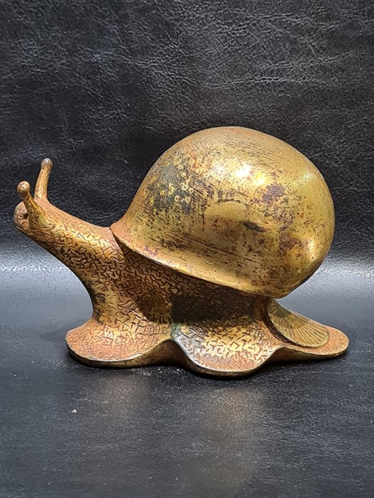 Japanese Bronze Gold Gilt Snail