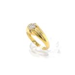 9K White & Yellow Gold Diamond Signet Ring