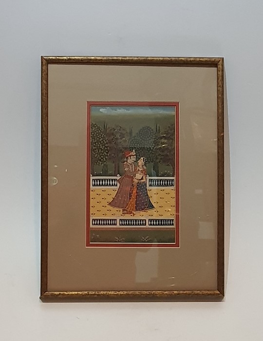 A framed and glazed Indo-Persian miniature gouache on paper. 'Laily Majnoon'.
