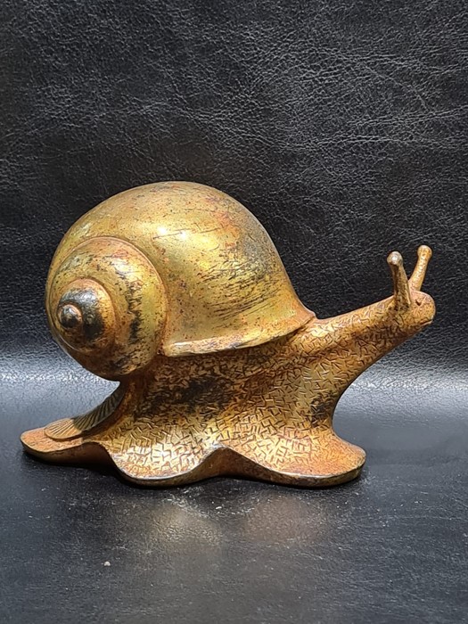 Japanese Bronze Gold Gilt Snail - Image 2 of 7