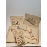 A collection of seven antique Chinese and Japanese ink paintings on paper