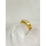 9K Yellow Gold 3 Stone Diamond Signet Ring