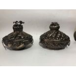 19th Century Pair Of Oriental Silver Dishes With Birds