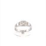 18K White Gold Diamond Ring Signet Style