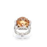 9k White Gold Flower Solitaire Citrine Ring