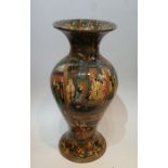 A large early 20th century Indian hand painted paper mache vase