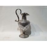 European Engraved White Metal Possibly Silver Ewer Vase