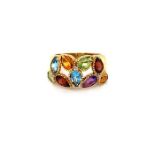18k Yellow Gold Multi-Coloured Sapphire Gemstone Ring