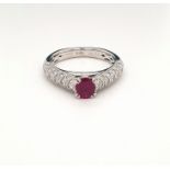 Oval Burmese Ruby & Diamond Ring