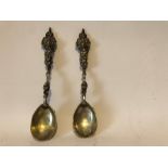 Pair Of British Hallmarked White Metal Spoons With Royal Insignia & Lions