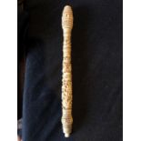 Important 19th Century Ivory Chinese Export Stick Medallioned Motif