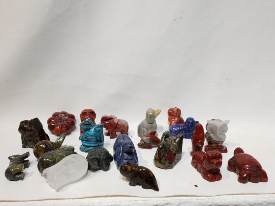 Assortment of 20 Different Animals of Semi Precious Stones