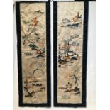 19th Century Pair Of Chinese Embroidery Silk Hangings