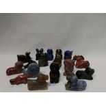 Assortment of 18 Different Animals of Semi Precious Stones