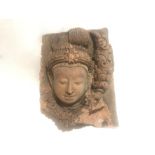 Large Indian Terracotta Buddha Fragment Plaque