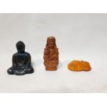 3 Different Chinese Bronze Amber and Soapstone Figures