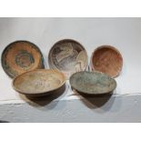 A Set of 5 Islamic Ceramic Bowls each which Unique Design