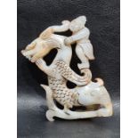 Chinese Jade Figure "Man On Dragon"