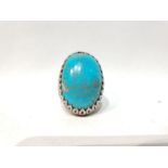 A Solid Silver Persian Turquoise Ring