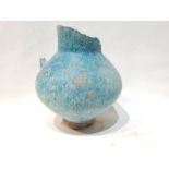 A Blue Ceramic Vase Broken with Pieces