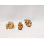 3 Japanese Signed Miniature Okimono Figures