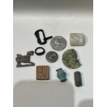 Assortment Of Roman Silver Coins, Cylinder Seals, Stamps