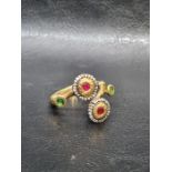 Islamic Gold Gilt Silver Ruby & Diamond Ring