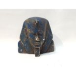 A Blue Ancient Egyptian Stone Pharaoh Head