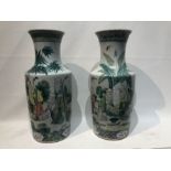 19th Century Chinese Pair Of Hand Painted Vases