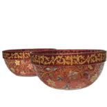 Pair Of 19th Century Islamic Cranberry Gilded Bowls