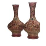 Pair Of 19th Century Islamic Cranberry Gilded Vases