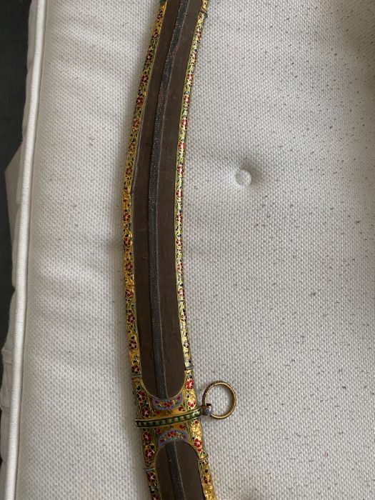 18TH CENTURY GOLD ENAMEL IVORY AND STEEL SHAMSHIR SWORD - Image 9 of 21