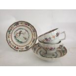 Pair Of 19th Century Chinese Export Bird Cups & Saucers