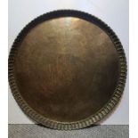Large Islamic Qajar Brass Platter Engraved With Calligraphic Inscriptions