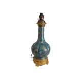 19th Century Chinese Bronze Cloisonné Lamp Gold Gilt