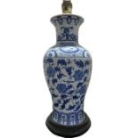 19th/20th Century Chinese Blue & White Vase Lamp