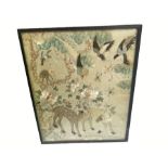 Chinese Embroidery Depicting Deer's Monkeys Birds & Insects Qing Period