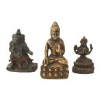 Three Bronze Chinese Tibetan Buddhist Figures