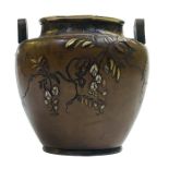Japanese Mix Metal Meiji Period Parcel Gilt Floral Vase